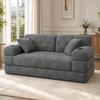2-Sitzer Schlafsofa, Cord, Hohe Rückenlehne, Metallrahmen, Schaumstoff mit hoher Dichte, 2 Getränkehalter, 4 Seitentaschen, für Wohnzimmer und kleine Räume, Dunkelgrau
