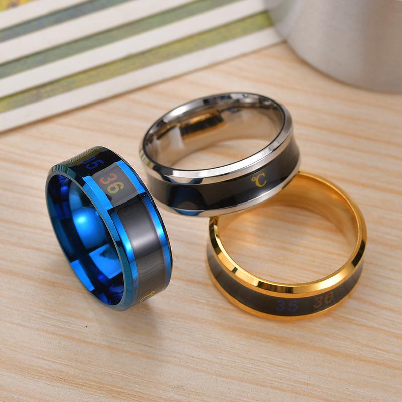 Smart Temperature-Sensitive Stainless Steel Couple Ring - European & American Fashion Jewelry