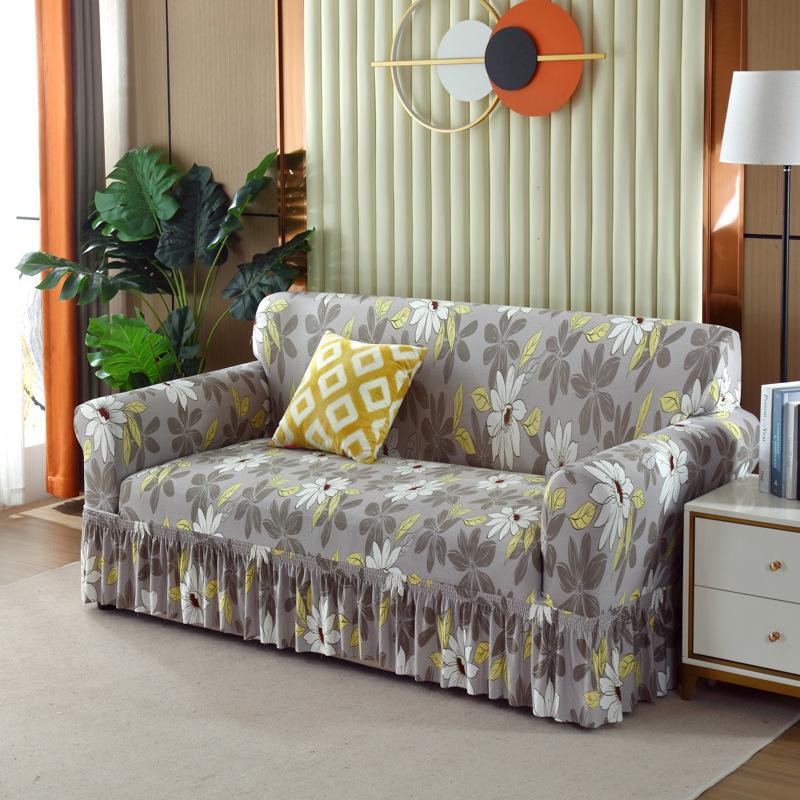 Skirt Sofa Cover Anti-Cat Scratch Swastika Elastic Cover Integrated All-Inclusive Sofa Cushion Cover Universal In All Seasons