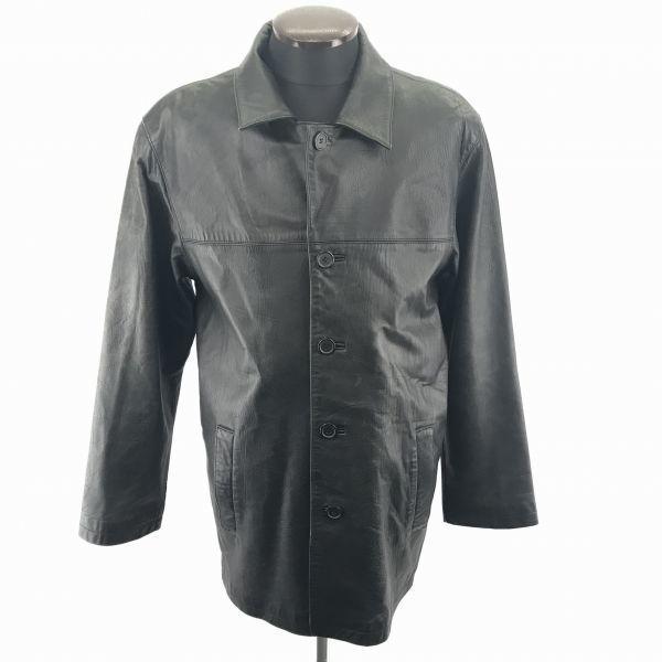 

NEW TRENDS WORLD/Sheep Leather/Lamb Leather Jacket/M/Black/Polyester Lining/4 Buttons/Simple Design(USED)