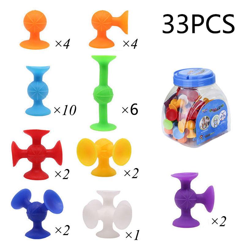 Soft Silicone Sucker Building Blocks Toys Diy Silicone Block Model Sucker Assembled Construction Educational Funny Toys For Kids