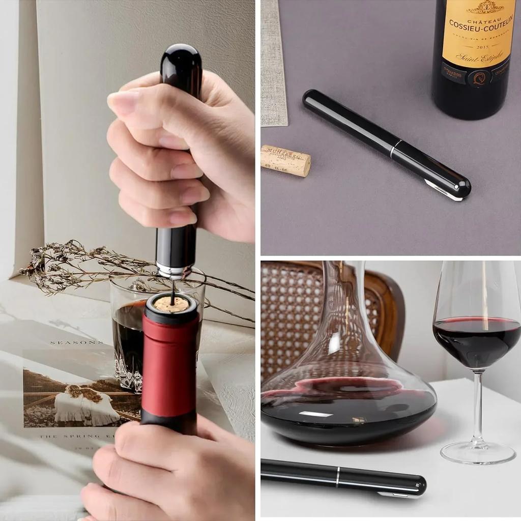 Luftpumpe Vinflaskeåpner Bærbar Vinkorketrekker Rustfritt Stål Nål Lufttrykk Korketrekker for Hjemmefest Vinverktøy