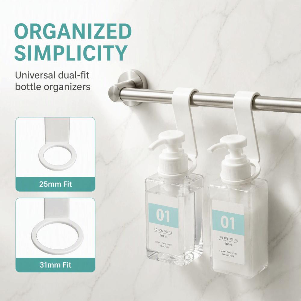 8 PCS White Bathroom Storage Hanger Plastic Shower Bottle Rack Bottle Hanger Hook Shower Storage