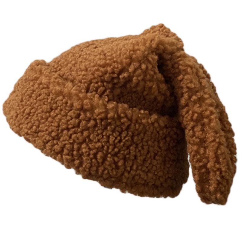 Solid Color Rabbit Ears Knitted Hat Funny Knit Hat Woolen Hat Fashion Trendy Wild Pile Hat Ear for Protection Windproof