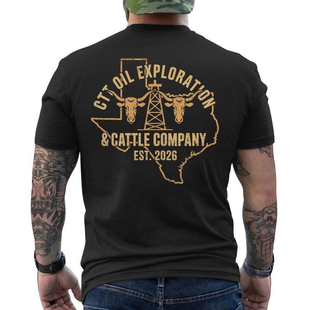 CTT Oil Exploration amp; Cattle Company Texas Retro ON BACK TShirt Unisex T-Shirt S