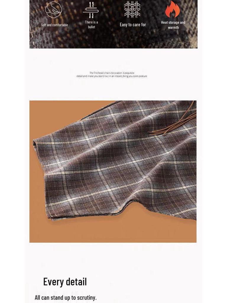 Women's Retro Irregular Plaid Woolen A-line Long Skirt - Autumn/Winter 2025 Collection