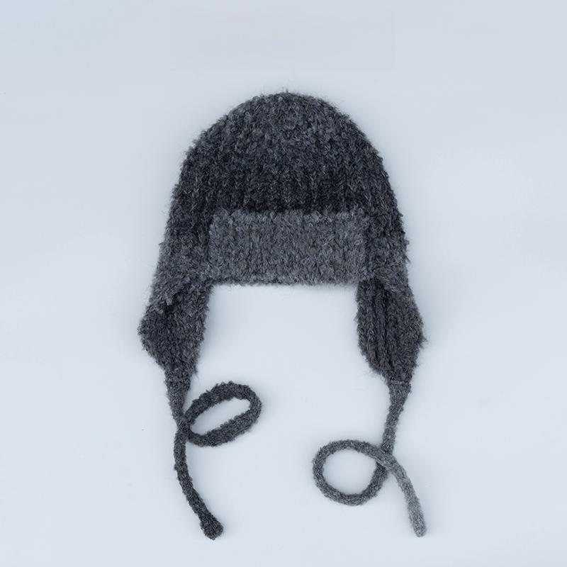 

Wool Blended Pullover Hat for Women Hoop Yarn Koala Hat Windproof Warm, Soft and Non Pricking Knitted Ear Protection Hat for Women