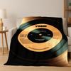 Retro Vinyl Record Music DJ Tape Flannel Blanket Soft Warm Blanket Throw Blanket for Bedroom Living Room Bed Travel Picnic Gift