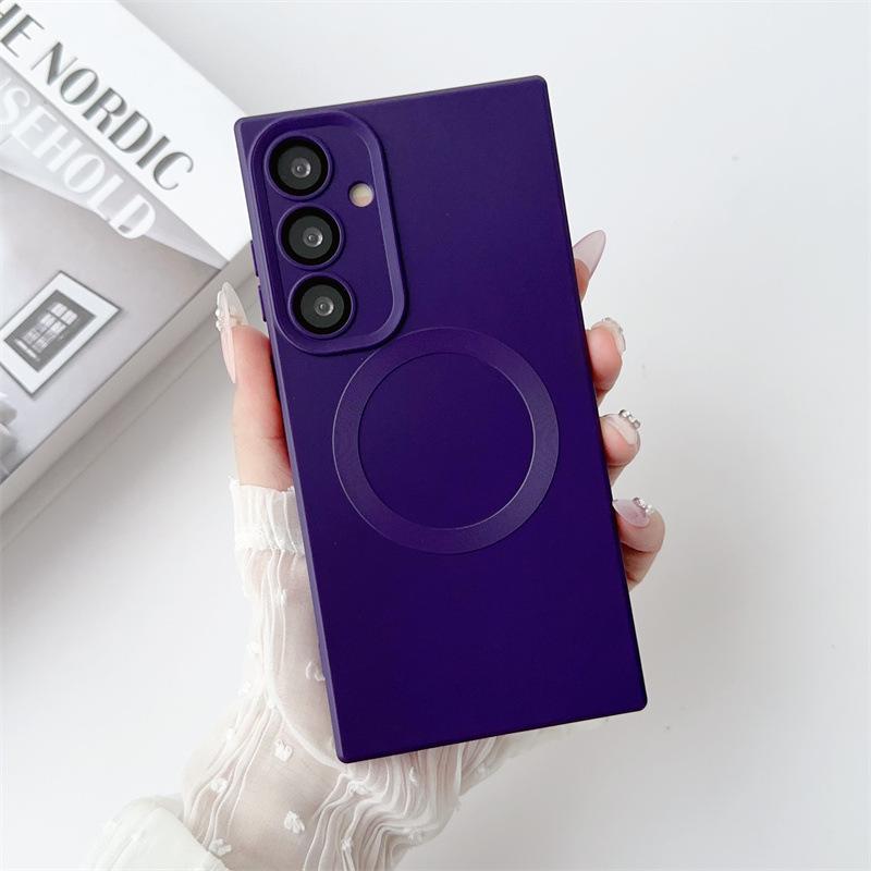 Samsung S24 Plus Silicone Square Case: Magnetic, Solid Color Protective Cover for S23 Ultra & S22/21.