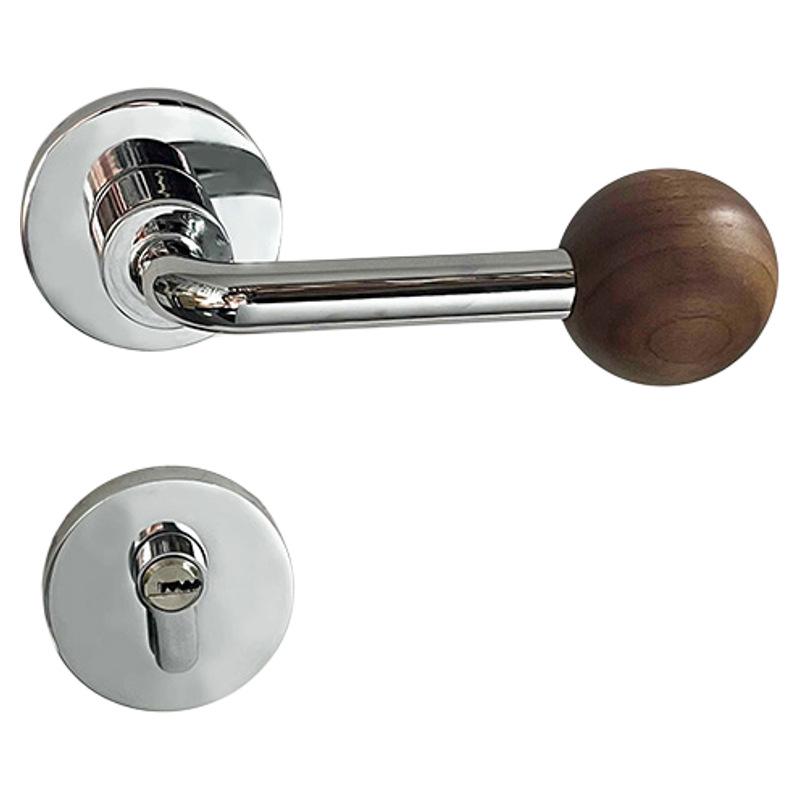 Walnut Wood Vintage-Style Silent Magnetic Door Handle for Indoor Bedrooms
