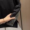 Mens Loose Fit Hoodless Sweatshirt Plaid Patchwork Long Sleeve Top Casual Streetwear Teens
