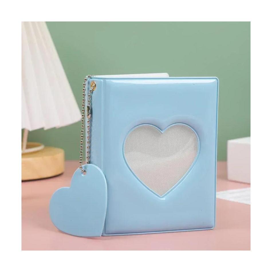 1Pcs Cute 3-inch Solid Color Photo Album Love Hollow Photocard Holder Heart Pendant Cards Collect Book Albums Portable Household