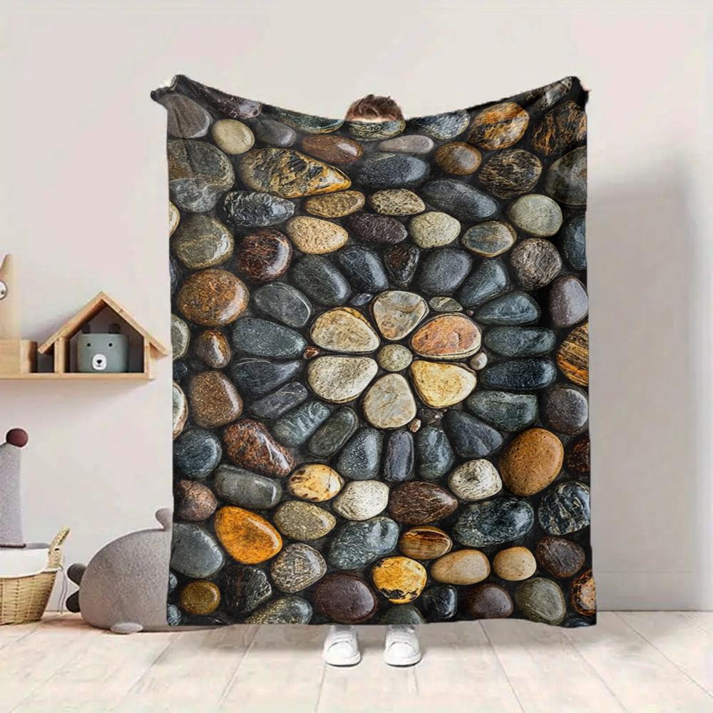 1Pc Stone Mosaic Art Blanket Soft And Comfortable Casual Warm Camping Travel Christmas Halloween Xmas Gift M928722