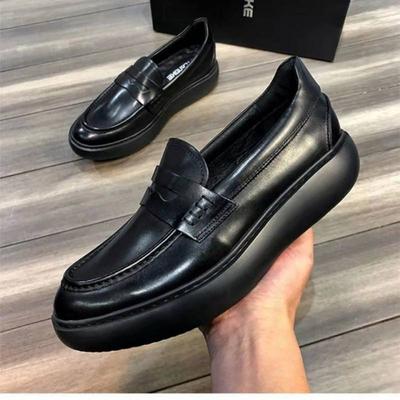 European King Foot Shoes Light Thick Sole Heightening Muffin Casual Cowhide Shoes Men'S One-Pedal Loafers