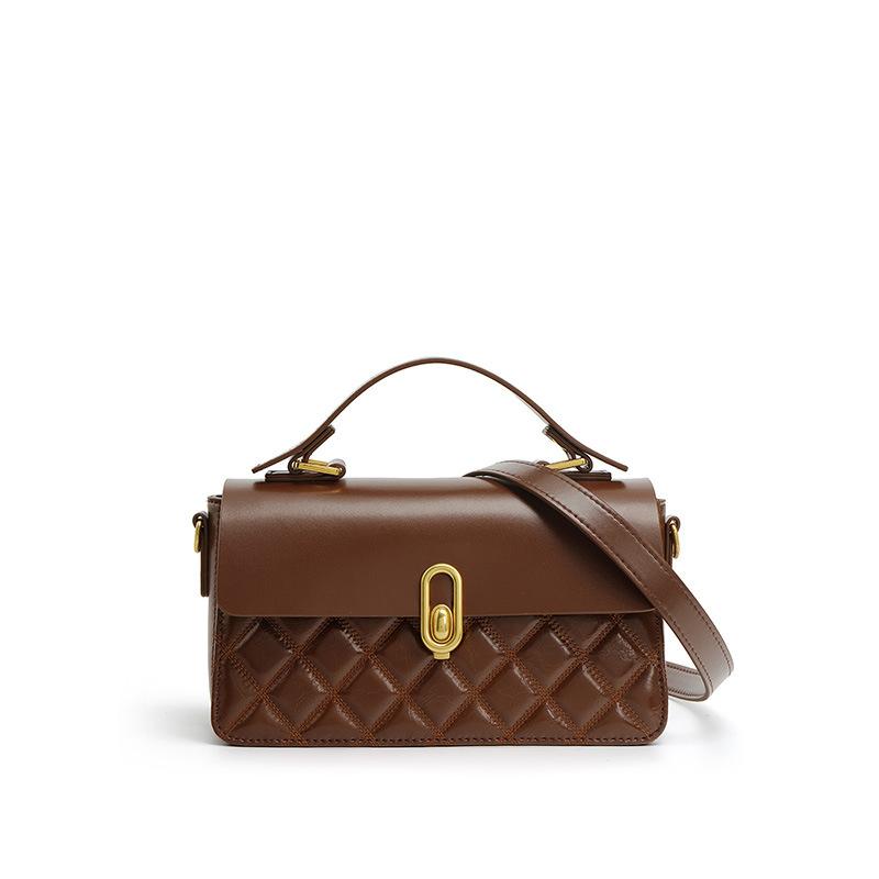Leather Light Luxury Small Bag Summer New Daily Commute Casual Versatile Fashion Diamond Square Bag