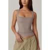 Summer Women's Square Neck Sleeveless Double Tank Top Basic Skinny T-Shirt