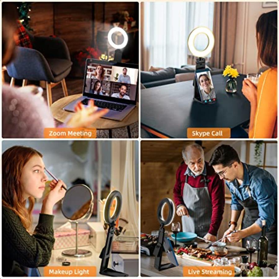 

Evershop Кольцевая лампа для ноутбука, настольная, с клипсой, маленькая, для видеоконференций на компьютере, со стойкой для телефона, веб-камеры, монитора, 5 портов United States