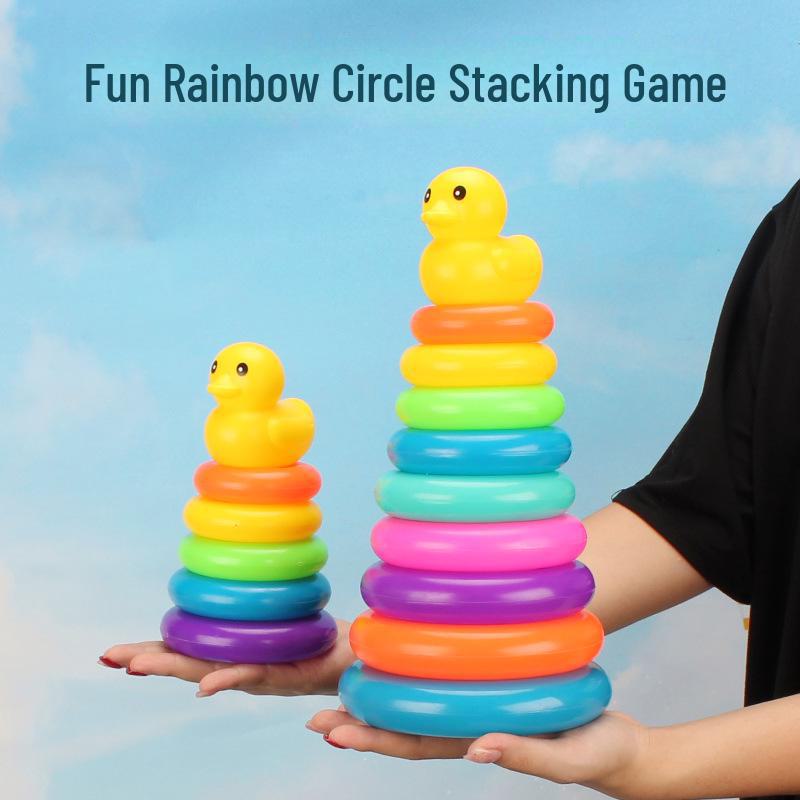 Colorful Rainbow Stacking Ring Tower Educational Toy for Ages 1-3