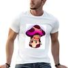 Unisexs Slim Fit Designer Soft Color Cotton Tee Mushroom Crystal Necklace Graphic