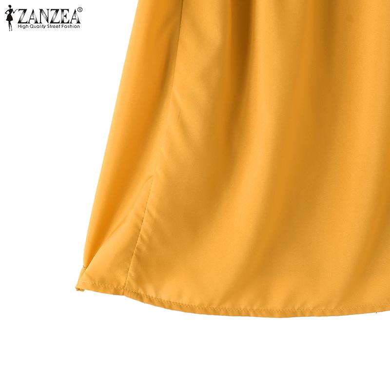 ZANZEA Damen Sommerbluse mit Rundhalsausschnitt, kurzen Ärmeln, gestreift, Rüschen