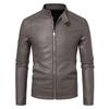 Men's 2024 Stand-Up Collar Leather Motorcycle Jacket: Casual, Plus Velvet, Thickened, Slim Fit.