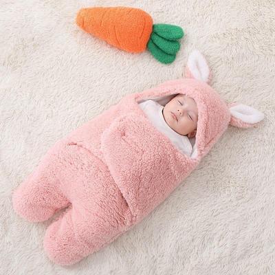 Winter Warmer Flauschiger Fleece Baby Schlafsack Niedliche Bärenohren Weiches Baumwollfutter Für Neugeborene Kinderwagen Outdoor Nickerchen Gebrauch