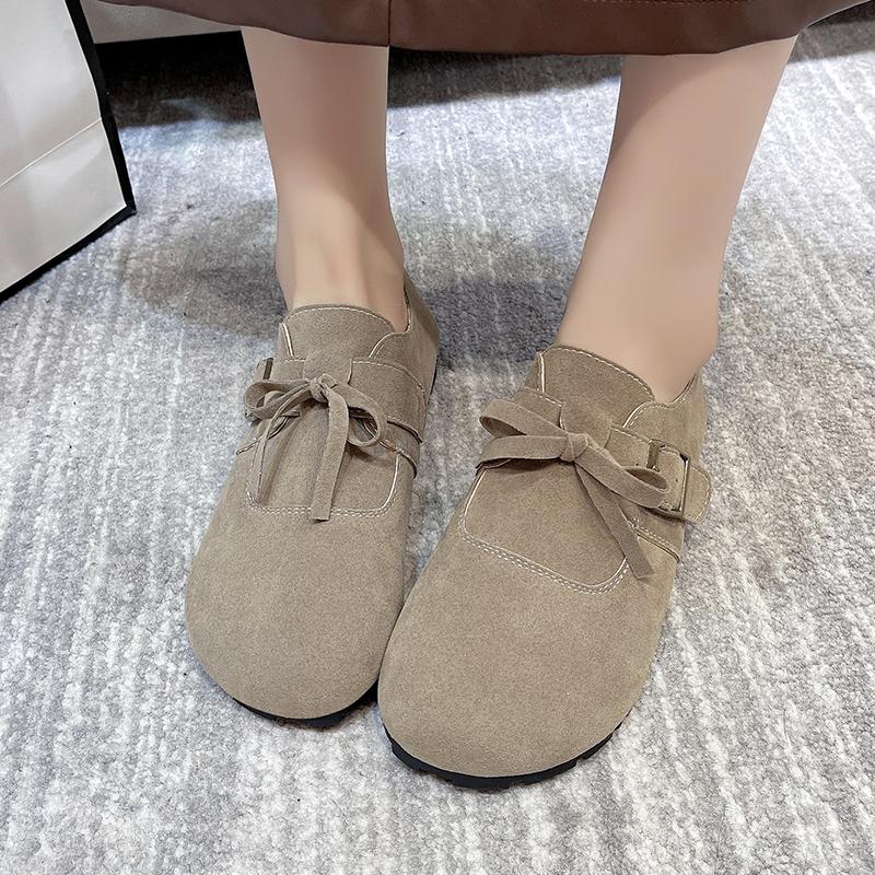 Fashion Size 35-40 Autumn New Women's Suede Flat Shoes Soft Sole Slip-on Womens Casual Walking Shoes Versatile Breathable Women's Shoes