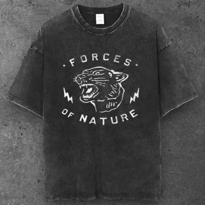 Unisex Panther Lightning Oversized T Shirt Washed Black Y2K Streetwear S-2XL S разноцветный