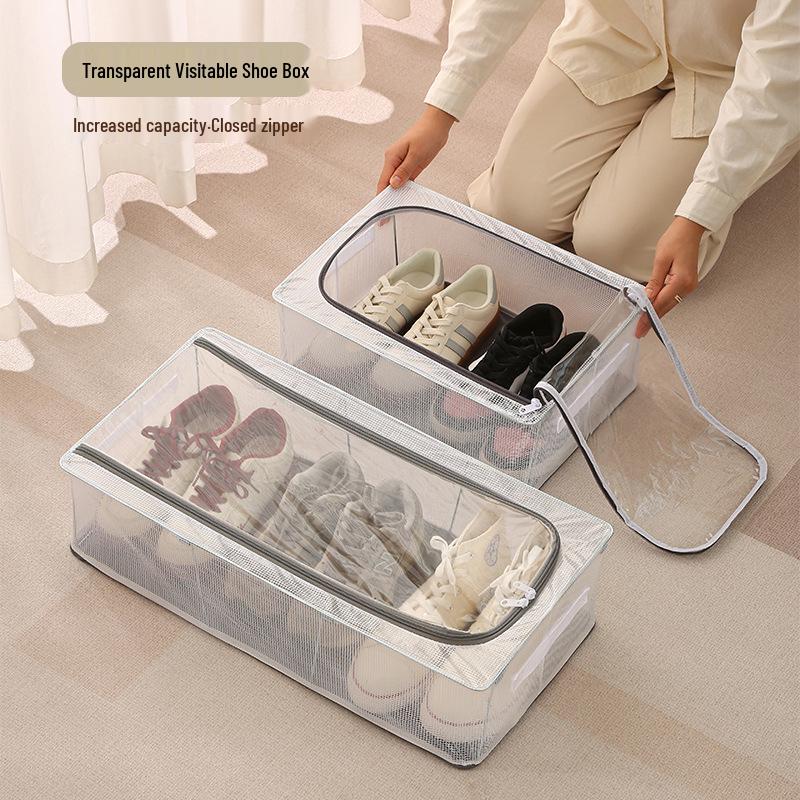 Faltbare transparente Schuhaufbewahrungsbox mit Deckel - Staubdichter Behälter für Schuhe und Stiefel