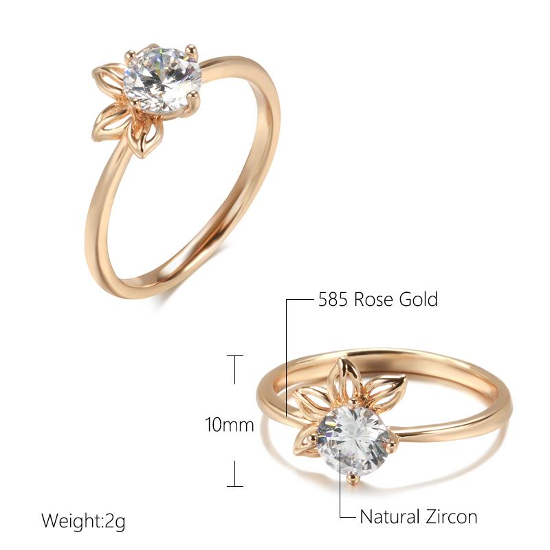 Fashion Simple Bride Wedding Ring Women  Rose Gold Color With Natural Zircon Accessories Romantic Daily Fine Jewelry