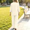 Women's Casual Slimming 2 Piece Outfit Set V-Neck Cardigan Top with Wide Leg Pants Loose Fit Color