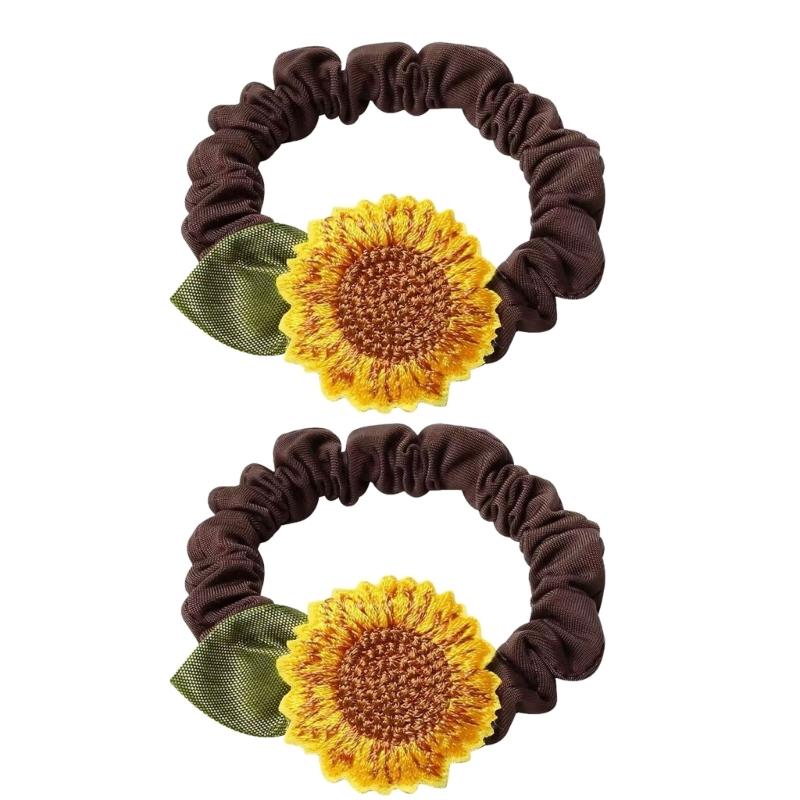 

2Pcs High Elasticity Sunflower Hair Clip Fashionable Hairband Flower Hairpin For Stylish Women And Various Occasion