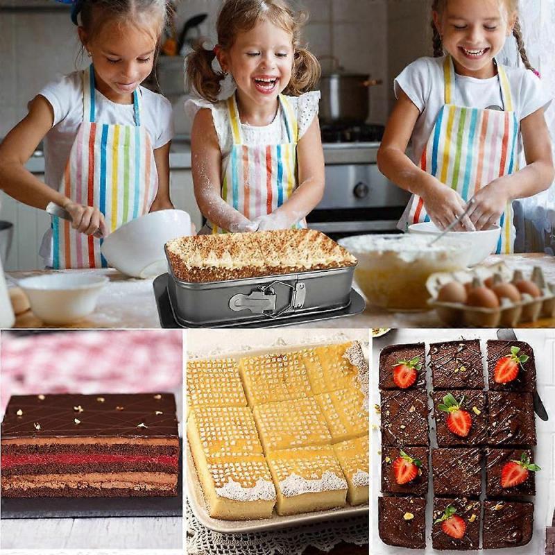 Non Stick Square Chiffon Cake Pan Carbon Steel Baking Mold with Removable Bottom, 40 X 28 X 8cm (FCM