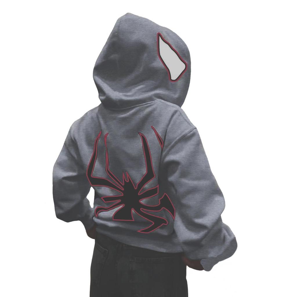 2023 Halloween Unisex Y2K Spider-Man Zip Hoodie - Loose Fit, Large Size for Couples