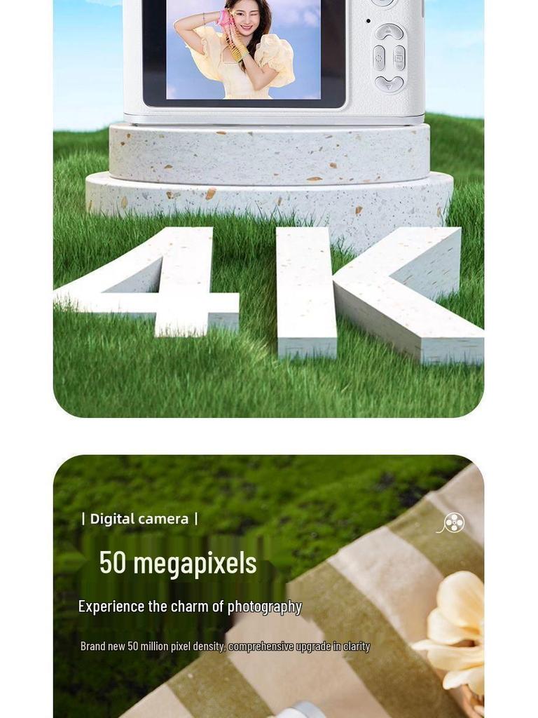 Zhao Lusi 9600W Pixel Dual Lens Cute Retro Digital Camera with Mobile Upload Capability for Students