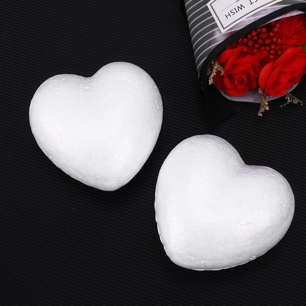 5Pcs White Polystyrene Heart Balls 8.5cm DIY Craft Hearts for Wedding Decor Valentine's Day Baby Shower Floral Arrangements