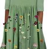 Women Floral Boho Summer Swing Dress Midi Length Flowy Pleated with Pockets Casual Crew Neck Half Sleeve