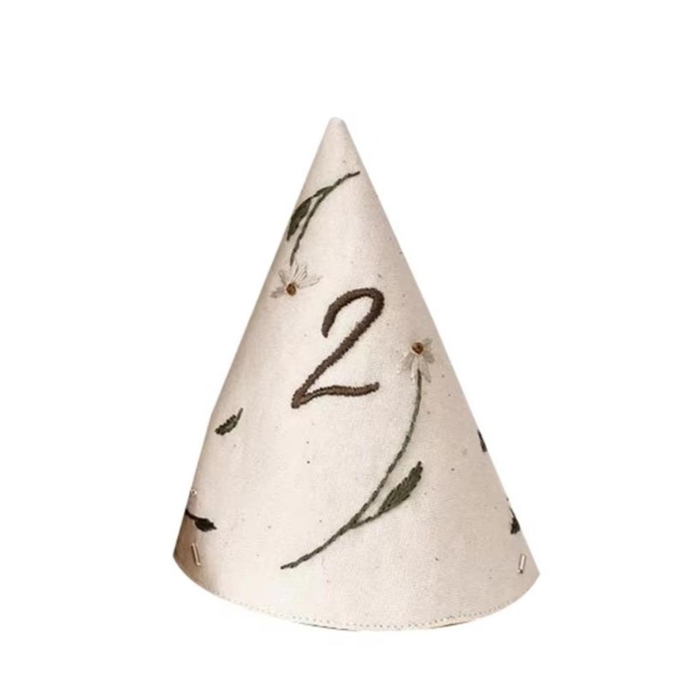 Cute Comfortable Party Hat Embroidery Linen Party Headdress Hats Bow Mesh Birthday Hat Toddlers