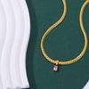 Green Zircon Thick Chain Stainless Steel Necklaces For Women Vintage Gold Plated Necklace Christmas Jewelry Gift