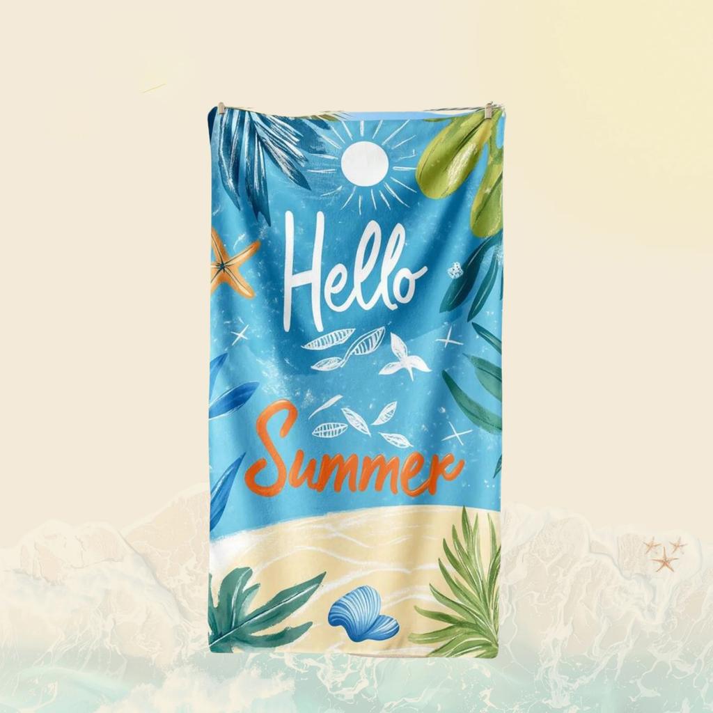 1PC Printed Beach Towel Microfiber Super Absorbent Bath Towel, Soft Lightweight Anti-Sand Swim Towel for Swimming Fitness Yoga