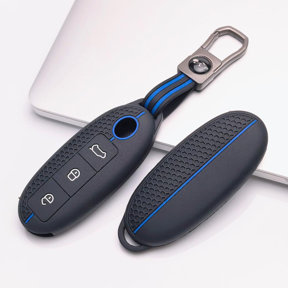 Silicone Car Key Cover with KeyChain for Dongfeng Fengguang S560 500 370 Aeolus A60 E70 Yixuan Forthing S500 F600 Rich Navara Yulon