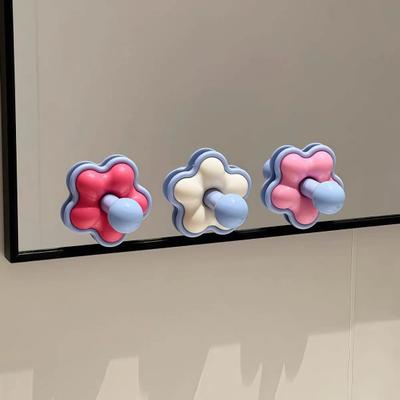 Hook with Flower Shape Adhesive Hook Anti-Falling Ball Head Design Ordered Storage Hook for Bathroom Kitchen