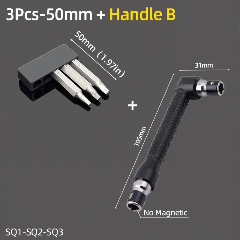 50mm Square Head Screwdriver Bits Set SQ1/SQ2/SQ3 Magnetic Four Corners Screw Driver 6.35mm Hex Shank Ratchet Wrench Hand Tools