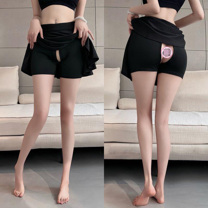 Outdoor Free Full Zipper Open Crotch Revealing Half Skirt Invisible Open Crotch Straight Into The Skirt Pants Couple Outdoor Convenient Exposure