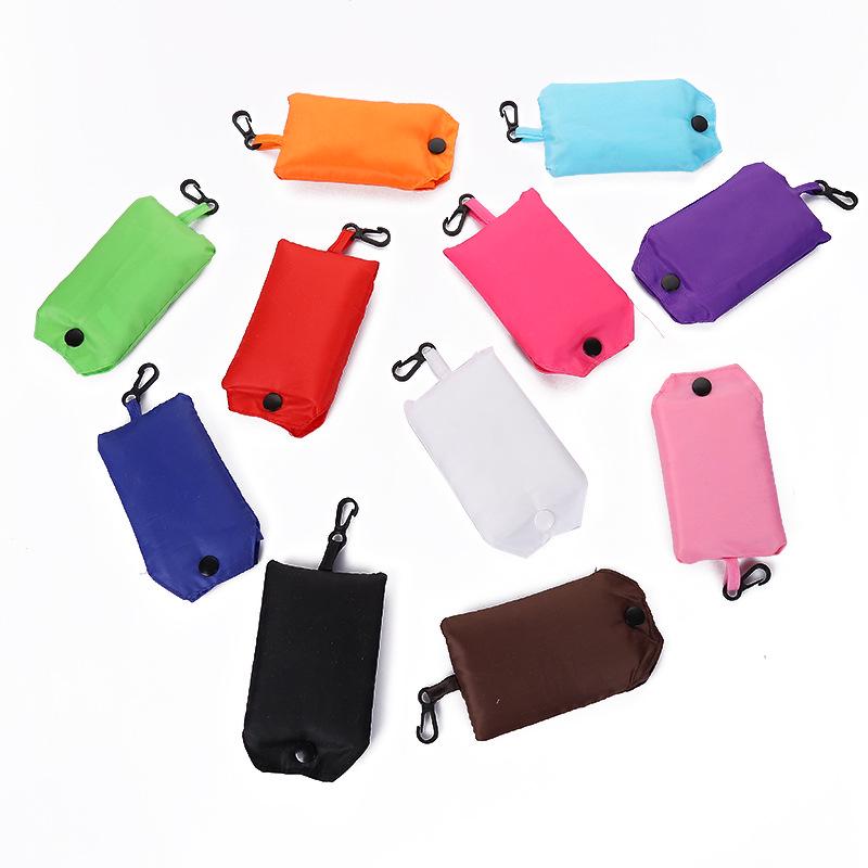 Popular Solid Color Eco-Friendly Polyester Shopping Bag with Hook, Foldable and Portable, Custom Logo Available.