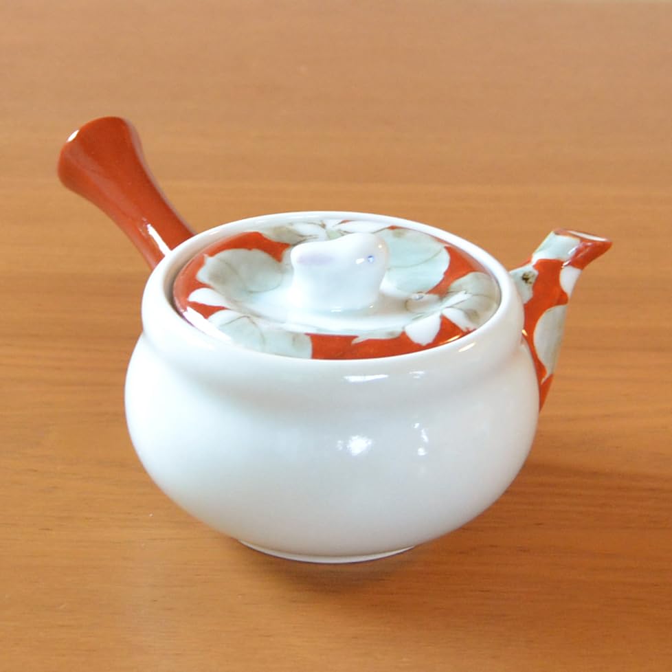 Cute and Stylish Arita Ware Teapot, Made In Japan, 270ml, Ceramic, Hanagokoro Design, with Stainless Steel Tea Strainer