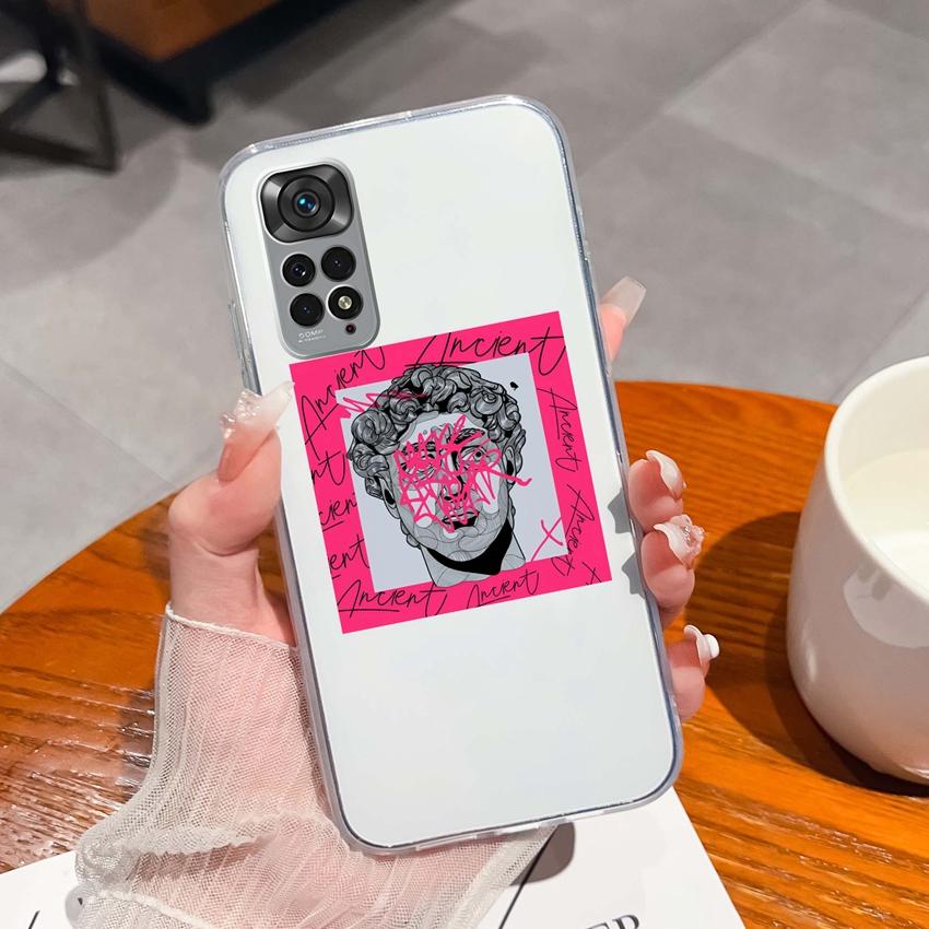 Para Redmi Note 11 11S 11T 12 12S Pro Plus Turbo Capa de Telefone Padrão de Laço Rosa Bonito Silicone Transparente de Alta Qualidade Capa Antiderrapante Para Carcaça Redmi