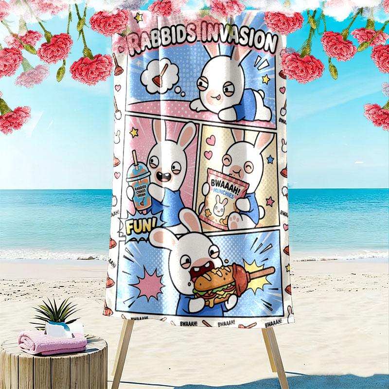 Rabbids Invasion Spark Print Beach Towel, Large Soft Quick Dry Towel for Beach Camping Swimming