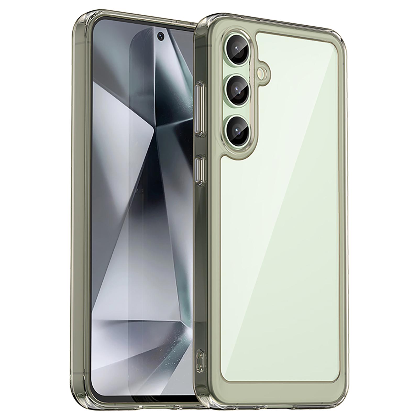 

For Samsung Galaxy S24 FE Shockproof Case TPU +Acrylic Protective Clear Phone Cover Transparent Grey