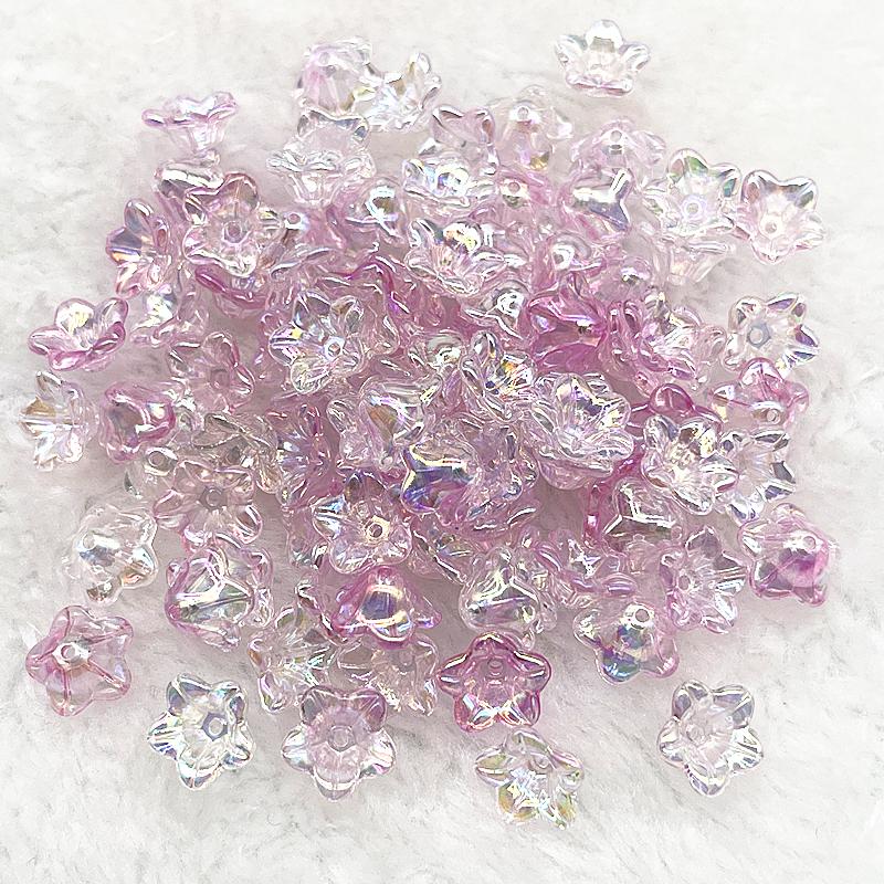 50pcs 7x13mm Gradual Change Acrylic Bellflower Beads Caps Jewelry Findings Charms Bracelets Spacer Beads for Jewelry Making